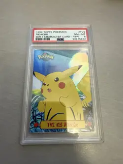 PSA 8 1999 TOPPS POKEMON SERIES 1 CHARACTER CARDS TV2 PIKACHU - Image 1