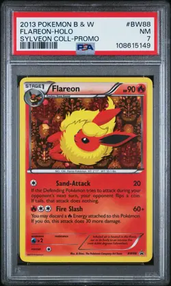 2013 Pokemon Flareon Holo BW88 Sylveon Coll Box Promo PSA 7 NM -49 - Image 1