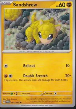 Sandshrew Common SV06: Twilight Masquerade 097/167 Pokemon Trading Card TCG - Image 1