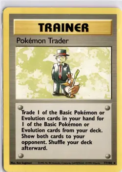 Pokemon Trader 77/102 Rare Base Set Pokemon Card Trading Card TCG - Image 3