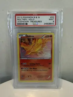 2013 Pokemon B&W Game MOLTRES Legendary Treasures Rare Holo TCG #22/113 PSA 9 - Image 1