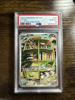 2024 Pokemon Temporal Forces Litten 167/162 Illustration Rare PSA 10 - Image 1