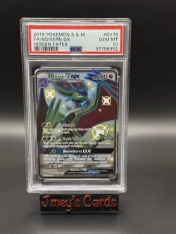 2019 Pokemon S & M FA/ Noivern GX Hidden Fates PSA GEM MT 10 Nintendo Full Art - Image 1