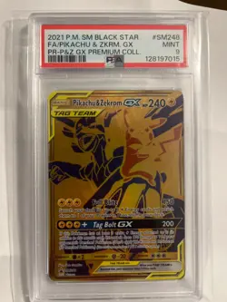 2021 POKEMON SM BLACK STAR PROMO #SM248 FULL ART/PIKACHU & ZEKROM GX PSA 9 - Image 1