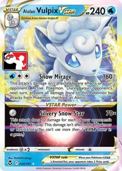 ALOLAN VULPIX VSTAR 034/195 SILVER TEMPEST POKEMON (PRIZE PACK SERIES, NM) - Image 1