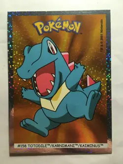 STICKERS POKEMON HOLO NEUF N°158 " KAIMINUS - TOTODILE " DUNKIN BOOMER MINT 2001 - Image 1