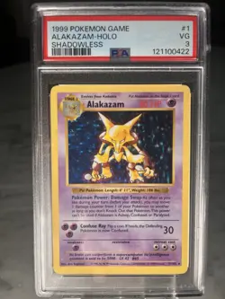Alakazam Shadowless 1999 Base Set Holo Pokemon Card Game PSA 3 - Image 1