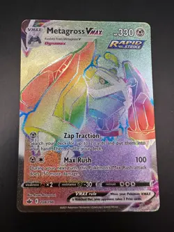 Pokemon Metagross VMAX Rainbow Rare TCG Card 208/198 Chilling Reign - Image 1