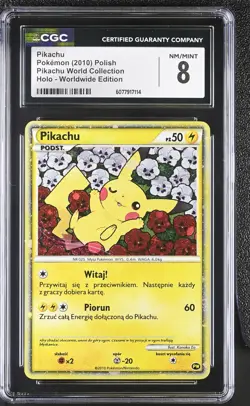 CGC 8 Pikachu 2010 Polish Pikachu World (Collection) Holo Pokemon Card - Image 1