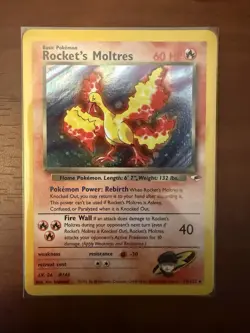 Pokemon TCG Rockets Moltres Holo Rare Card 12/132 Gym Heroes NEAR MINT - Image 1