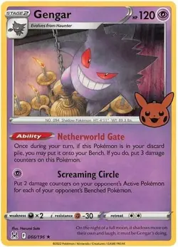 POKEMON GENGAR 066/196 RARE NM HOLO LOST ORIGINS PROMO 2023 TRICK OR TRADE CARD - Image 1
