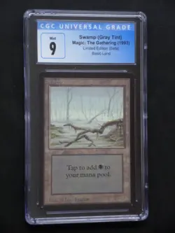 Magic the Gathering MTG Swamp Gray Tint 1993 Limited Edition Beta CGC 9 Mint - Image 1