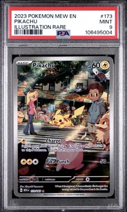 2023 POKEMON SV 151 - MEW EN #173/165 PIKACHU ILLUSTRATION RARE PSA 9 - Image 1