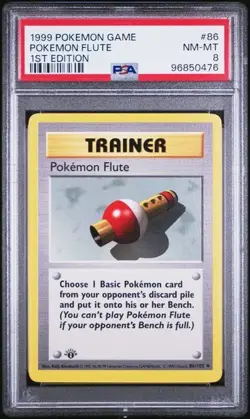 1999 POKEMON BASE SET 86 POKEMON FLUTE 1ST EDITION PSA 8 NM MT - Image 1