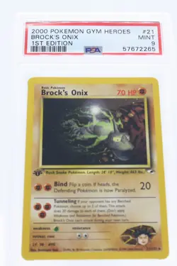PSA 9 MINT 2000 Pokemon Gym Heroes #21 1st Edition Brock's Onix !!! - Image 1
