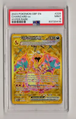 Pokemon Charizard ex Obsidian Flames 228/197 Hyper Rare Gold PSA 9 Mint Full Art - Image 1