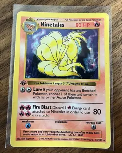 Ninetales 12/102 1st Edition Base Set Pokemon Holo Foil Rare English Shadowless - Image 1
