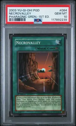 2003 Yu-Gi-Oh! Necrovalley Pharaonic Guardian PGD 1st Edition Super Rare PSA 10 - Image 1