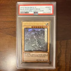 2012 Yu-Gi-Oh! Gold Series: Haunted Mine EN001 Blue-Eyes White Dragon PSA 7 - Image 1