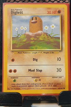 Vintage Pokemon Card TCG Base Set Unlimited Diglett 47/102 Common - Image 1