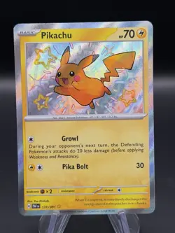 Pokemon TCG Holo Pikachu Card Paldean Fates 131/091 NM Baby Shiny - Image 1