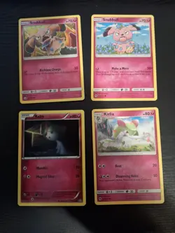 Pokemon Trading Card Game Fairy Type Lot, 4 Assorted Cards. - Image 1