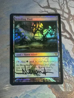 Breeding Pool FOIL Dissension NM Land Rare SIGNED MTG CARD (ID# 505072) - Image 1