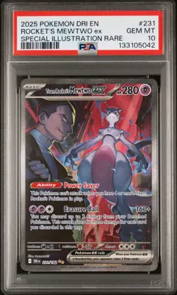 2025 POKEMON DRI EN-DESTINED RIVALS #231 TEAM ROCKET'S MEWTWO EX PSA 10 - Image 1