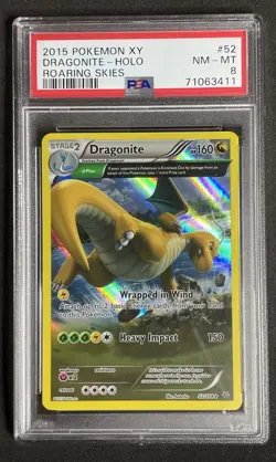 Pokemon Card Dragonite 52/108 Holo Foil Roaring Skies PSA 8 NM-MT - Image 1