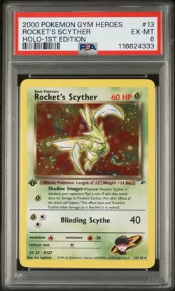 Pokemon Cards - PSA 6 1st Edition Rocket's Scyther 13/132 - Gym Heroes - EX-MT - Image 1