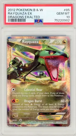2012 Pokemon Black & White Rayquaza EX Dragons Exalted #85/124 GEM MINT PSA 10 - Image 1