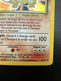 Pokemon Charizard Base Set 4/102 Near Mint Clean! Pack Fresh - Image 5