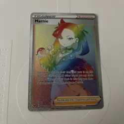 Pokemon Marnie TCG Sword & Shield Holo Card 208/202 Rainbow Secret Rare - Image 1