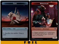 1x MTG - CLUE \ MERCENARY Token #16/1 - FOIL - Outlaws -Thunder Junction - Image 1