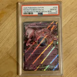 2025 POKEMON SVP EN-SV BLACK STAR PROMO #205 TEAM ROCKET'S MEWTWO EX PSA 10 - Image 1
