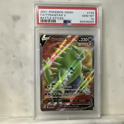Pokemon TCG Tyranitar V Full Art 154/163 Battle Styles Ultra Rare Holo PSA - Image 1