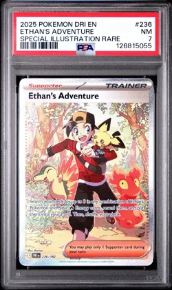 POKEMON DESTINED RIVALS SPECIAL ILLUSTRATION RARE ETHAN'S ADVENTURE #236 PSA 7 - Image 1