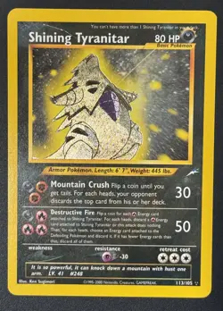 Pokemon TCG Shining Tyranitar Holo 113/105 Neo Destiny Lightly Played - Image 1