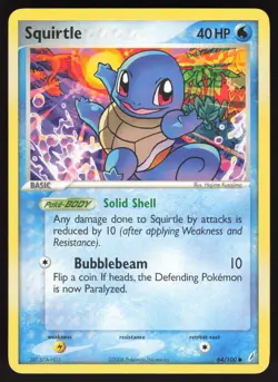 Squirtle 64/100 Non-holo Common Pokemon Crystal Guardians LP - Image 1