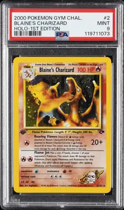 2000 POKEMON GYM CHALLENGE HOLO-1ST ED #2 BLAINE'S CHARIZARD PSA 9 - Image 1