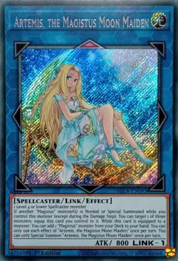 BLCR-EN095 ARTEMIS, THE MAGISTUS MOON MAIDEN SECRET RARE 1ST ED YuGiOh - Image 1