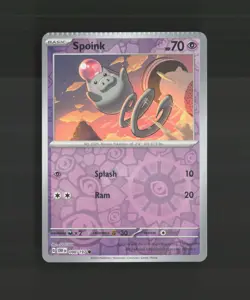 Spoink 090/197 Obsidian Flames CRIMPED ERROR Reverse Holo Pokemon Card NM - Image 1