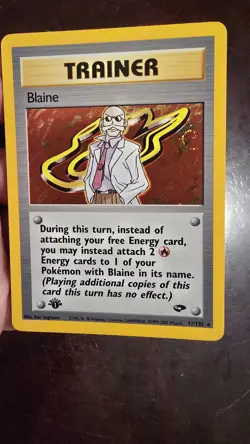 Pokemon Trainer Card 1st Edition Blaine Gym Challenge 17/132 W swirl Holo Rare - Image 2