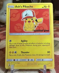 Ash's Pikachu SM109 Movie Exclusive Black Star Promo NM Pokemon Card English - Image 1