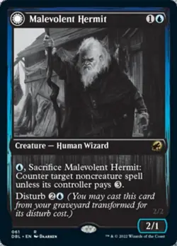 Malevolent Hermit / Benevolent Geist -Foil Light Play MTG - Image 1
