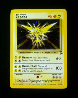 Pokemon Zapdos Holo Rare Card 20/130 Base Set 2 Holofoil Swirl Card NM Condition - Image 2