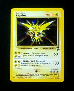 Pokemon Zapdos Holo Rare Card 20/130 Base Set 2 Holofoil Swirl Card NM Condition - Image 3