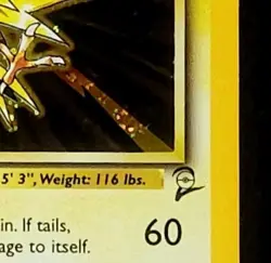 Pokemon Zapdos Holo Rare Card 20/130 Base Set 2 Holofoil Swirl Card NM Condition - Image 5