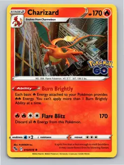 Charizard Holo Rare Pokemon GO 010/078 NM - Image 1