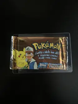 Pokemon Topps Series 1 Factory Sealed Booster Pack Blue Label - Image 1